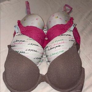Set of 4 PINK Victoria's Secret Pink Lace and Printed Bra